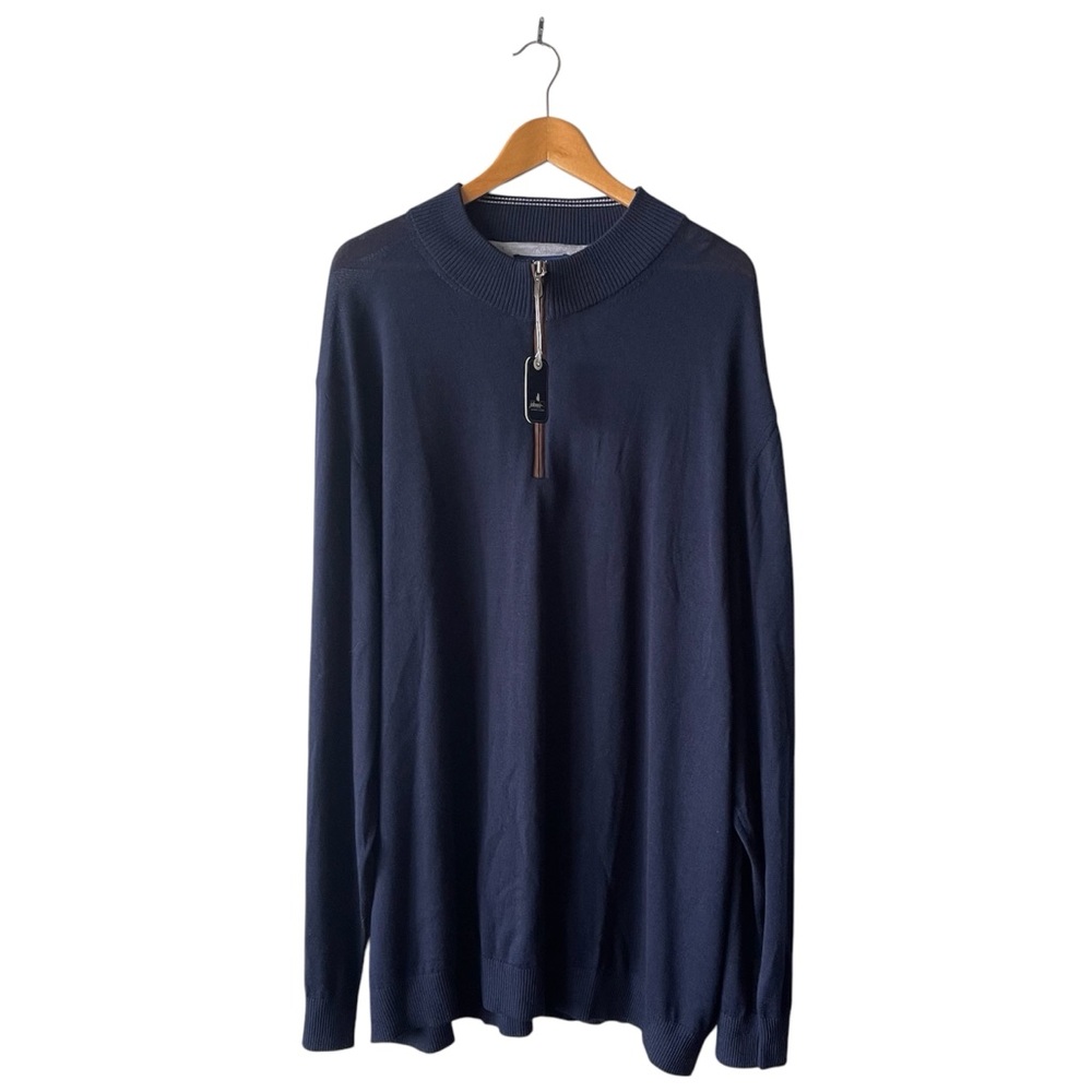 Johnnie O Baron Merino Wool Blend 1/4 Zip Pullover Twilight Sweater 4XL NWT